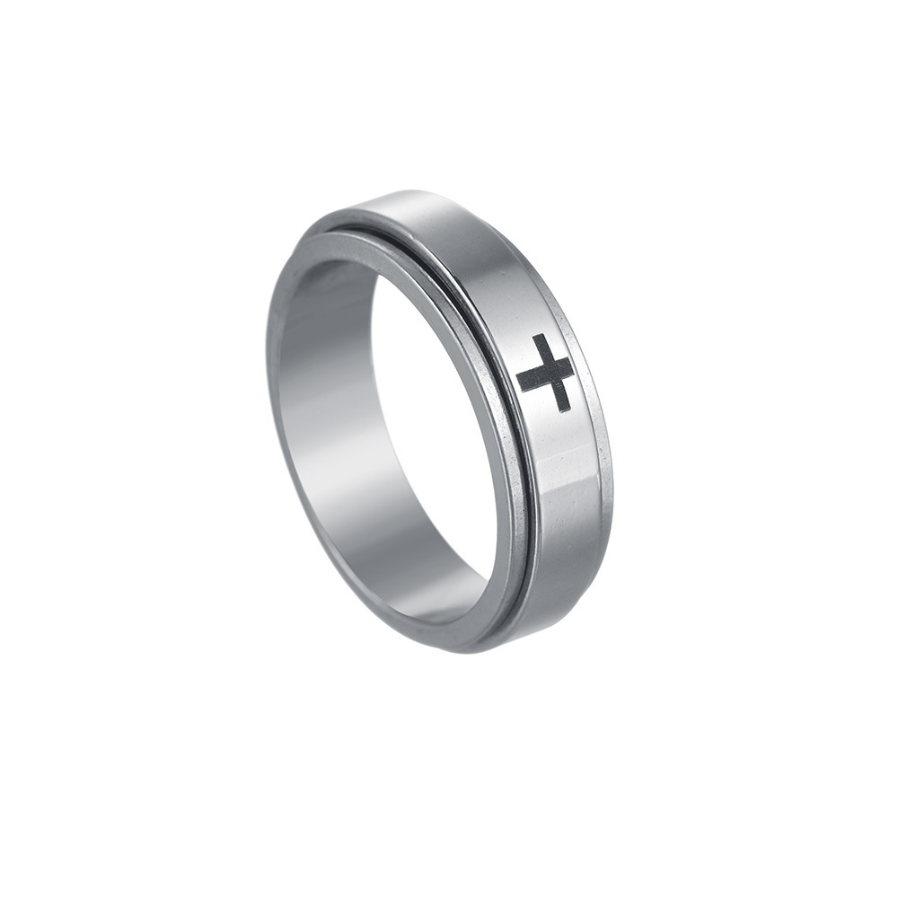 Cross Pattern Men'S Gender Fashion Cross 304 Stainless Steel Plating Gold Plated PVD Coated Men'S Rings Men Band Rings