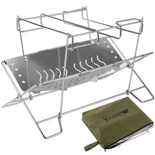 Amazon Outdoor Camping Fire Pit Triangular Heating Stainless Steel Foldable Wood-Burning Water Boiling Grill Camping