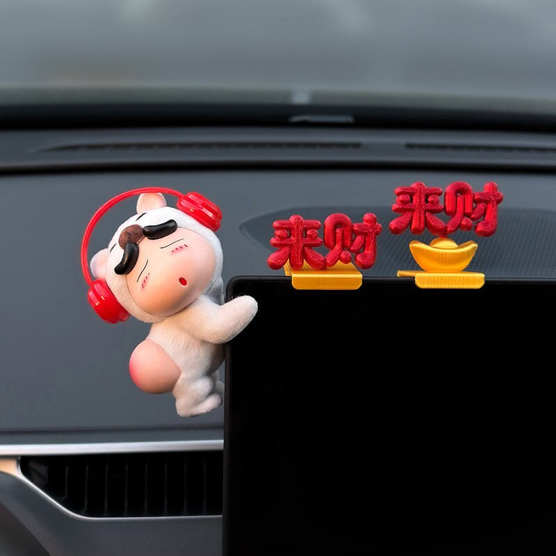 New Crayon Shin-Chan Car Screen Ornament, Plush Shin-Chan Interior Decoration, Car Dashboard Screen Decoration for Good Fortune