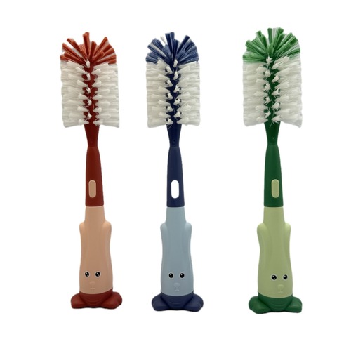 Three-in-One Multi-functional Bottle Brush Set Sipper Brush Nipple Brush Portable Nylon Brush Silicone Brush Bottle Cleaner