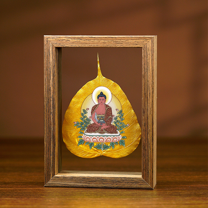 La Tabla pintada madera de la decoración de la hoja de Bodhi Zodiaco Dios amarillo del espécimen de la hoja de la riqueza puede ser cuadro fijo alta tabla transparente de la decoración de cristal