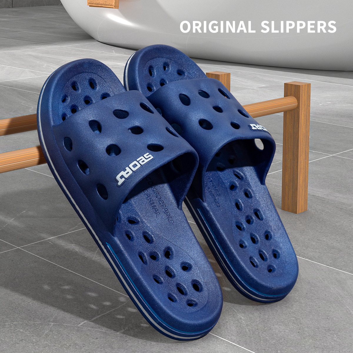Bathroom Special Slippers for Men, Summer, All Year Round, Indoor Home Bathing, Non-Slip, Silent, Cut Out, Leaking, Quick-Drying Slippers for Men