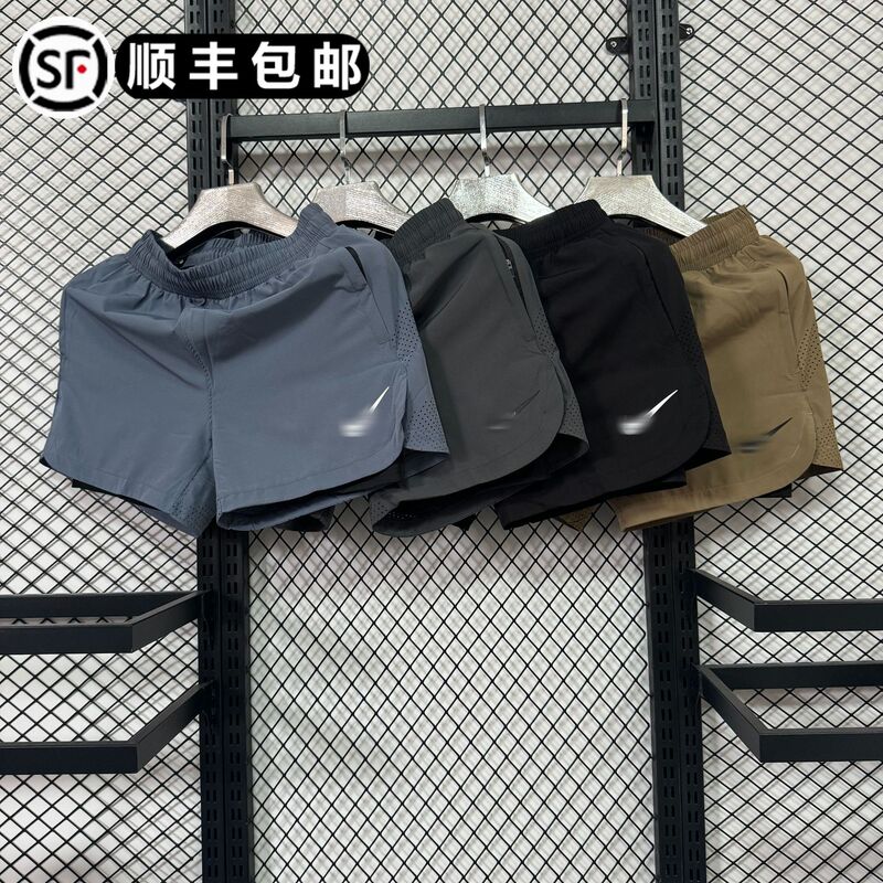 人気のスポーツショーツ、フィットネス、通気性、速乾性、男女兼用、ゆったりとしたランニングスリーポイントショーツ、偽ツーピース露出防止|undefined