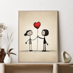 Creative Abstract Line Couple Love Heart Valentine's Day Living Room Bedroom Wall Canvas Painting Decor Oil Cloth Painting