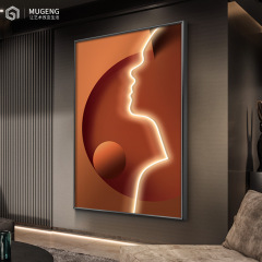 2F現代簡約走廊過道樓梯間輕奢掛畫客廳藝術落地壁畫發光玄關裝飾