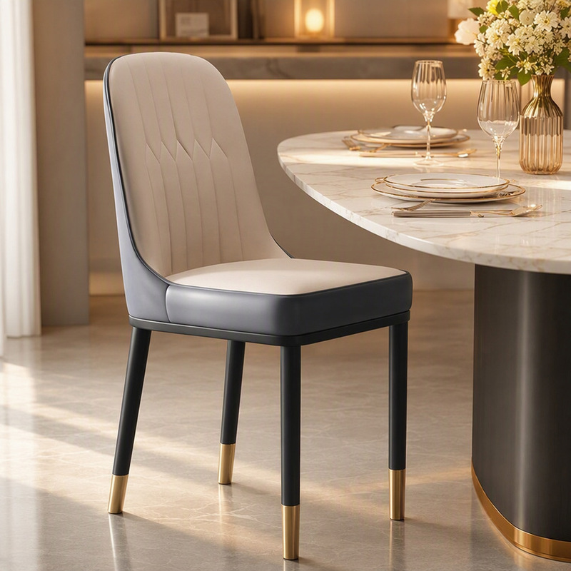 Piaolan Modern Minimalist Dining Chair for Home Use, Light Luxury Leather Upholstered Backrest Chair, Dining Room Chair with Metal Frame Piaolan Modern Minimalist Dining Chair for Home Use, Light Luxury Leather Upholstered Backrest Chair, Dining Room Chair with Metal Frame