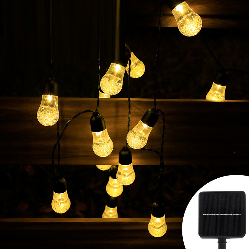 Cadena de bombilla de luz solar para acampar al aire libre impermeable patio decoración control remoto Bola de la burbuja LED Cadena de luz solar
