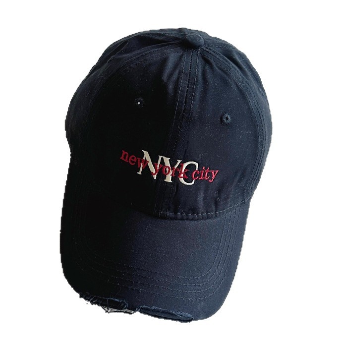 儿童新款美式牛仔棒球帽破洞男童女童刺绣鸭舌帽NYC字母百搭帽子|undefined