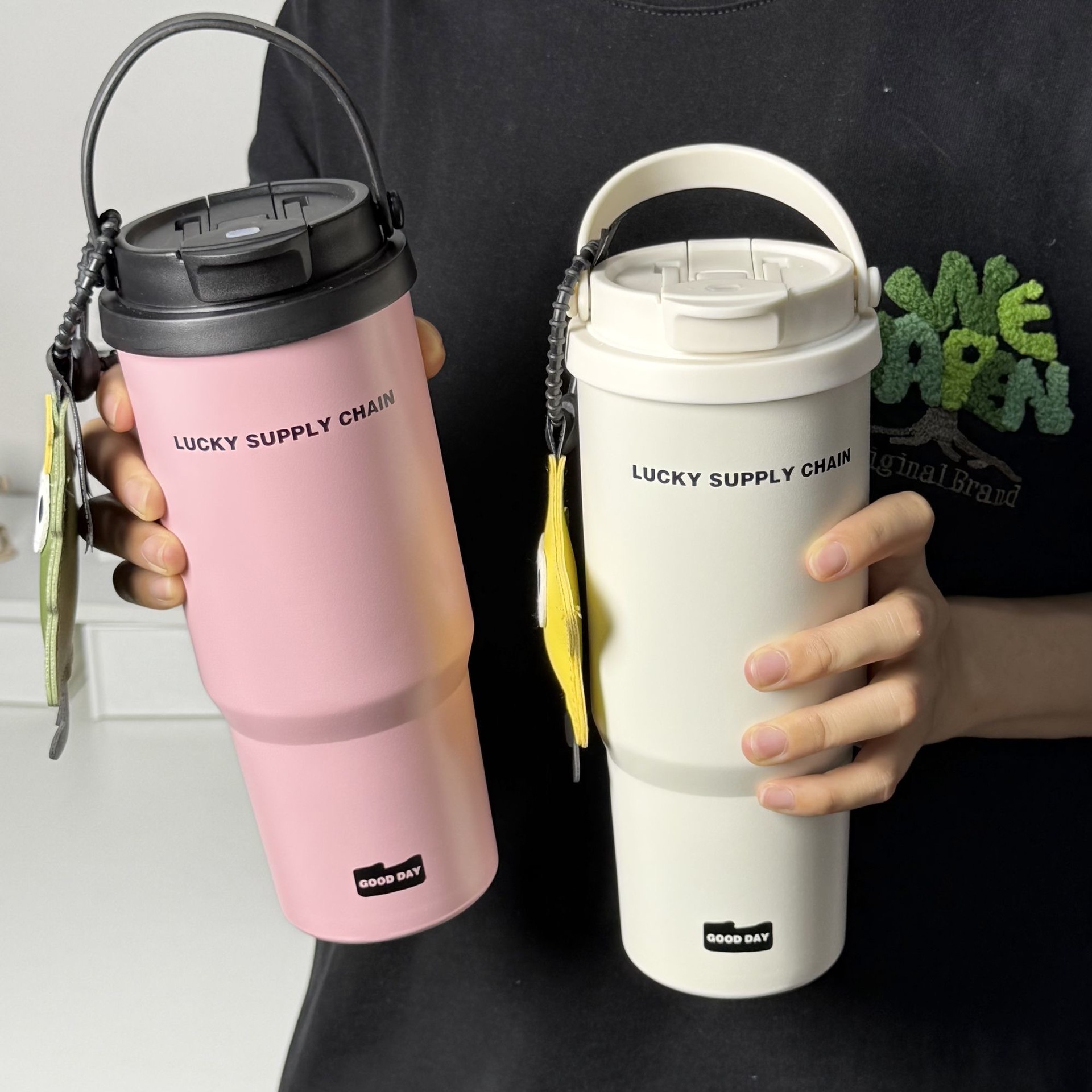 316新款不锈钢保温杯大容量高颜值水杯吸管冰霸杯杯子车载随行杯