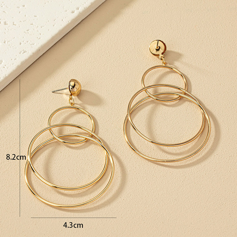 1 Paire Style Vintage Cercle Couleur Unie Placage Métal Boucles D'oreilles display picture 1