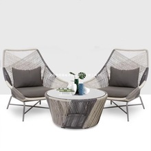 阳台小桌椅户外庭院组合网红露天房屋阳光休闲沙发室外藤椅三件套