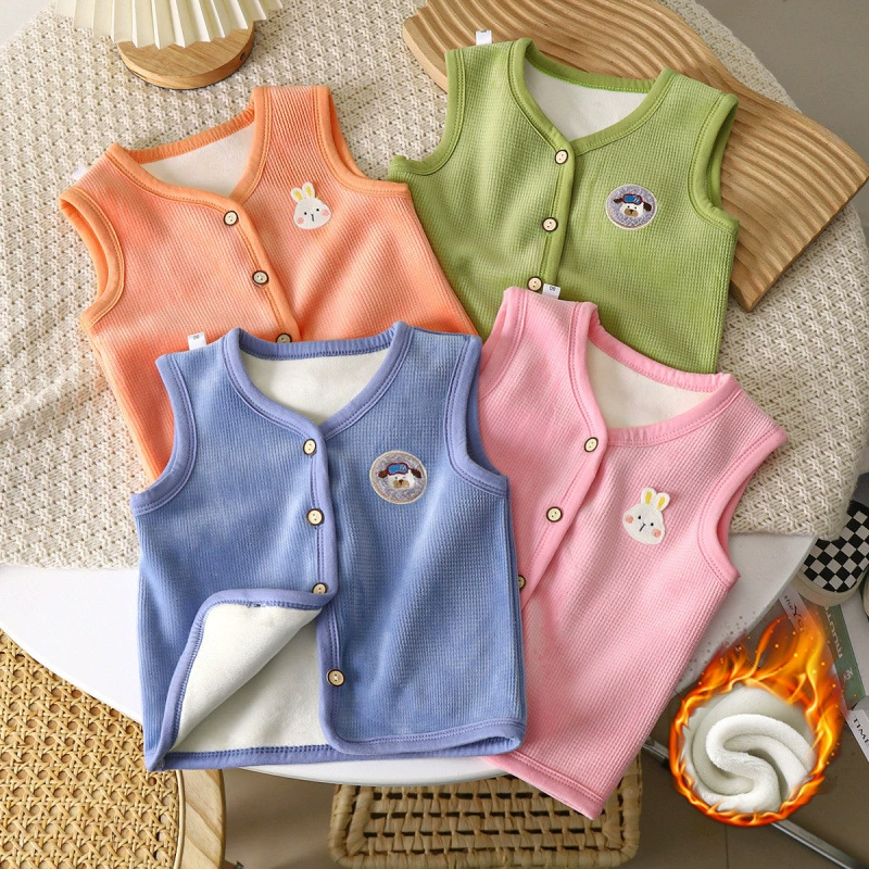 Детский теплый жилет-кардиган для мальчиков и девочек на осень и зиму, нижняя куртка на флисовой подкладке, детский жилет, удобный детский жилет