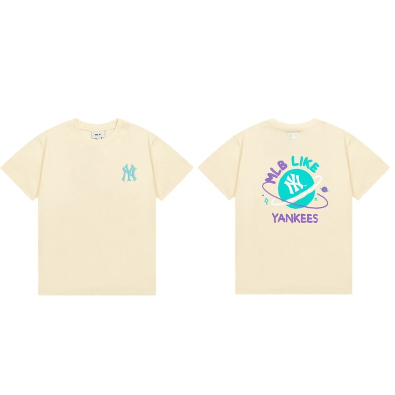 クロスボーダーMLB新ロゴ刺繍ファッション半袖フルプリントルーズTシャツ男性と女性用、ドロップシッピング|undefined