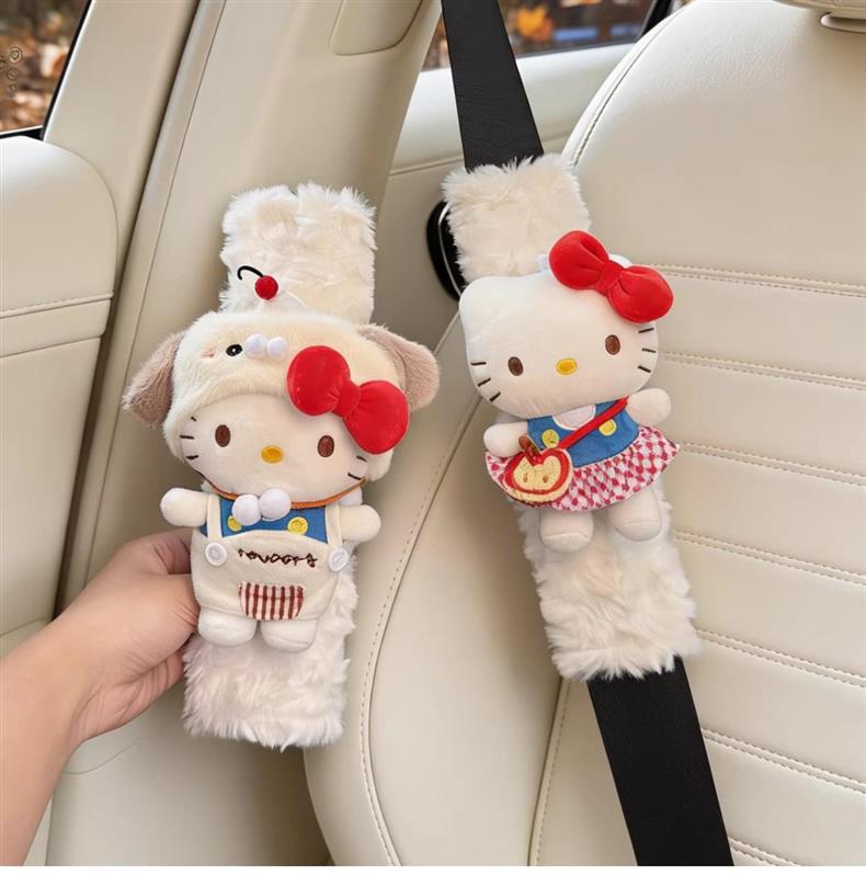 Hellokitty Car Seat Belt Shoulder Pads Car Interior Seat Belt Decoration Anti-Wear Clothing Couple Set for Women