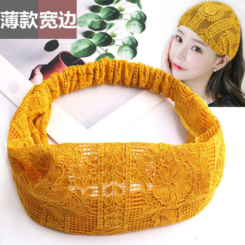 Spring and Summer thin wide headband lace breathable hair net for covering loose hair head scarf wide headband with hollow hair clip popular hair accessory
