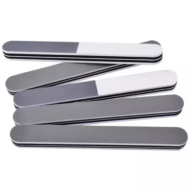 Recta engrosada de 3 lados tira de pulido profesional de uñas brillo tira de pulido de uñas negro blanco gris súper pulido archivo