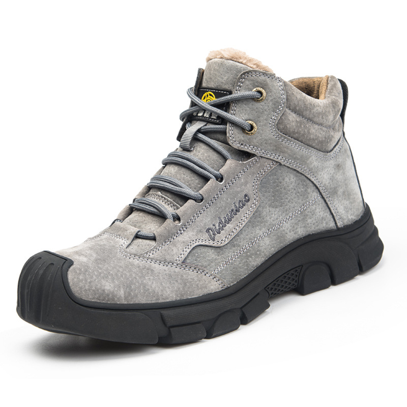 Fábrica directa al por mayor zapatos de protección laboral de cuero invierno caliente a prueba de frío de acero cabeza alta anti-golpe anti-punchada zapatos de seguridad