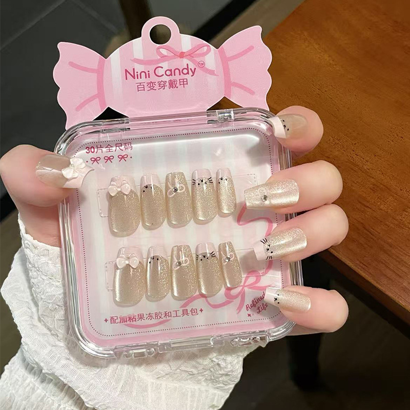 New Style 30-Piece Versatile Wearable Nail Patches, Whitening Nail Stickers, Ins-Style Fake Nail Stickers for Female Students, Wholesale New Style 30-Piece Versatile Wearable Nail Patches, Whitening Nail Stickers, Ins-Style Fake Nail Stickers for Female Students, Wholesale