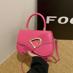 潮流小眾設計百搭小方包女包2024洋氣純色質感斜跨手提包