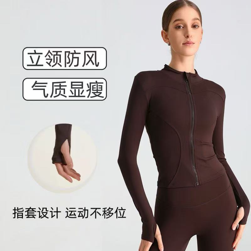 Lulu Tight-Fitting Slimming Long-Sleeved Jacket Outdoor Sports Quick-Drying Pilates Top Women's Autumn and Winter Fitness Yoga Wear