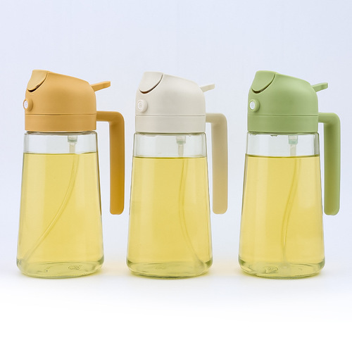 Wholesale spraying dual-purpose oil pot for household kitchen large capacity pressing glass oil bottle without hanging oil atomization spray pot