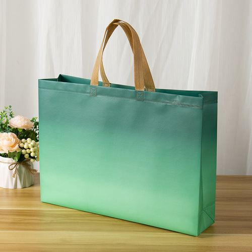 Gradient color clothing store handbag coated thickening non-woven bag women's shopping bag gift hand bag