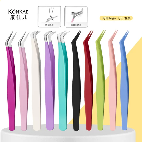 Manufacturer's False Eyelash Extension Tweezers, Stainless Steel High-Precision Eyelash Artist Special Tweezers, Gold Feather Tweezers, Blooming Tweezers Set