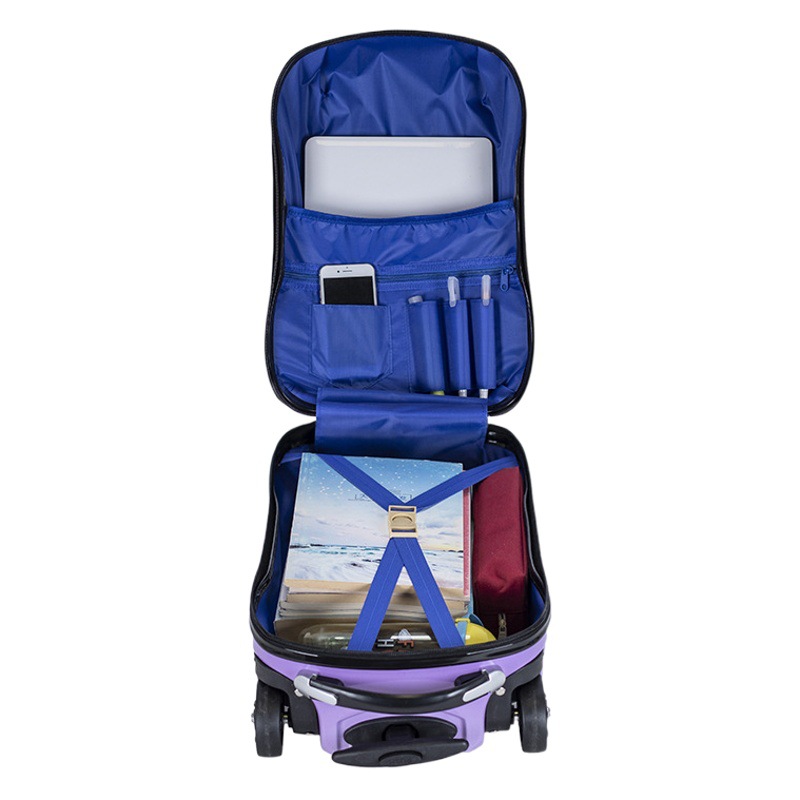 Caja de la carretilla del coche de los niños tridimensional universal rueda estudiante embarque caso regalo patrón impreso maleta de 18 pulgadas