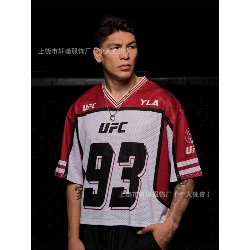 저지 새로운 미국 UFC 트렌디 브랜드 오버 사이즈 티셔츠 남성 스포츠 피트니스 속건성 통기성 3D 프린트 반팔 탑