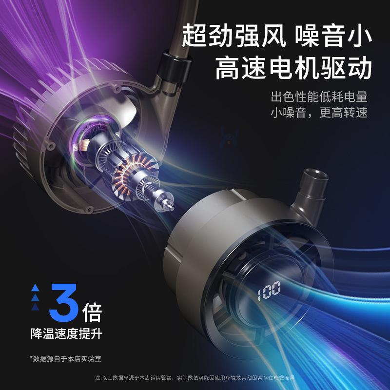 跨境新品数显挂脖风扇懒人携便式充电挂扇户外运动大容量挂脖风扇|undefined