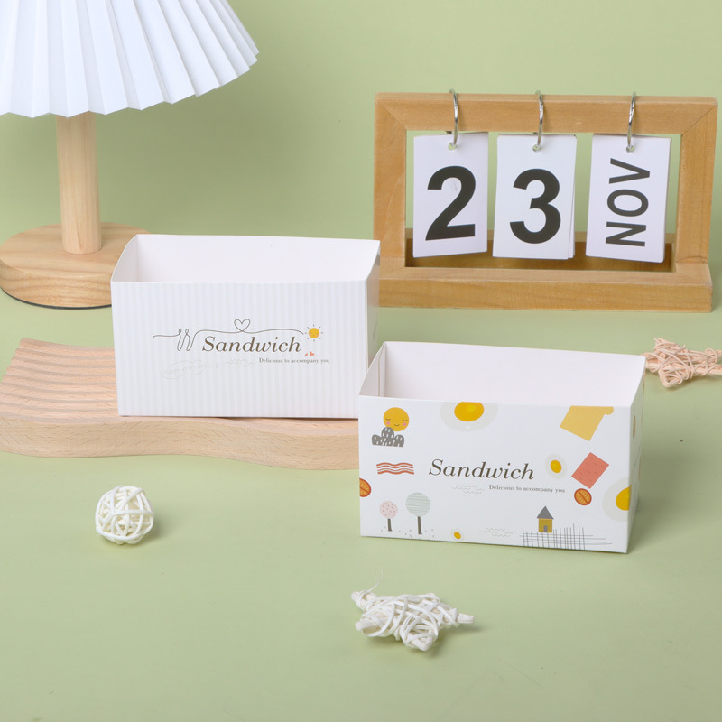 Disposable sandwich packing box, baking bread packaging box, toast hamburger fries pancake pastry paper box