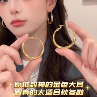 Серебряный металлический глянцевые ушные кольца S925 серебряные иглы серьги большие кольца серьги простые ниши легкие экстравагантные серьги