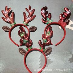 跨境新款圣诞节鹿角发箍麋鹿装扮头饰儿童节日头箍