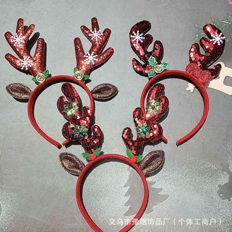 跨境新款圣诞节鹿角发箍麋鹿装扮头饰儿童节日头箍|undefined