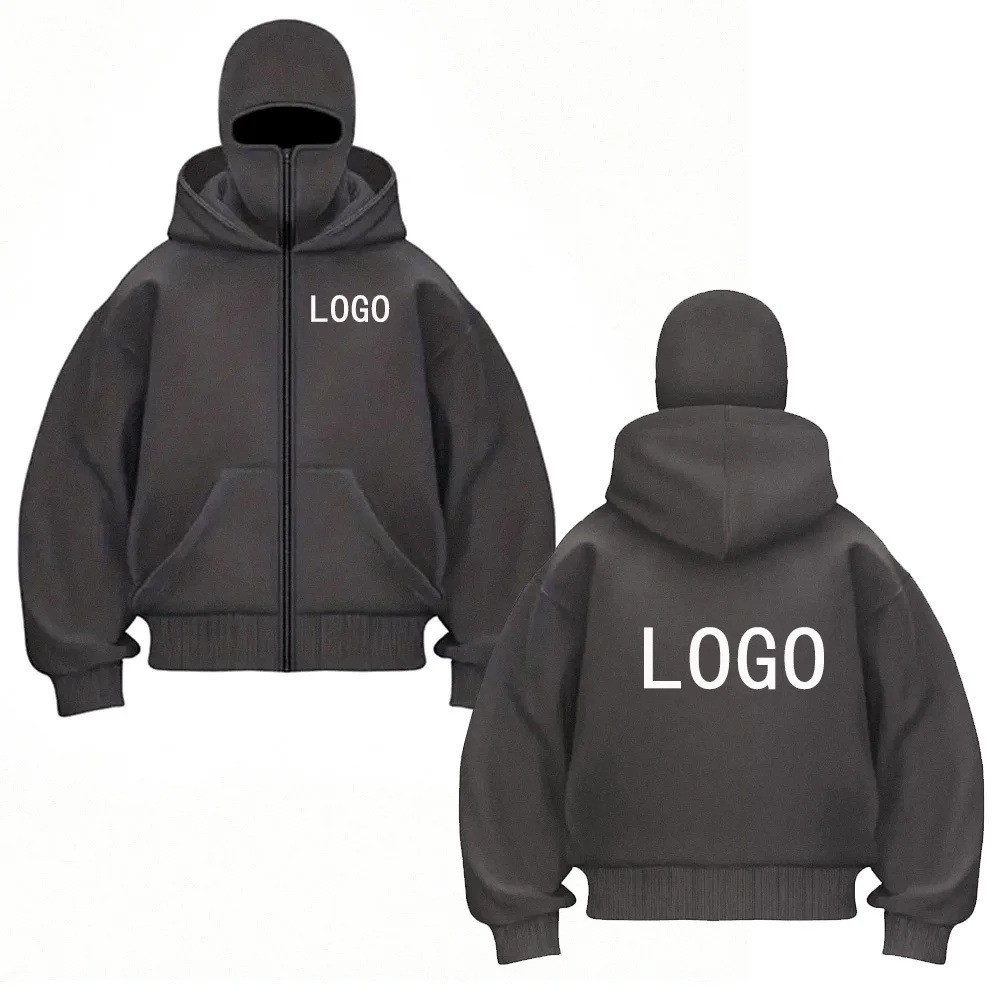 Other Double-Cap Balaclava Zipper Hoodie Black