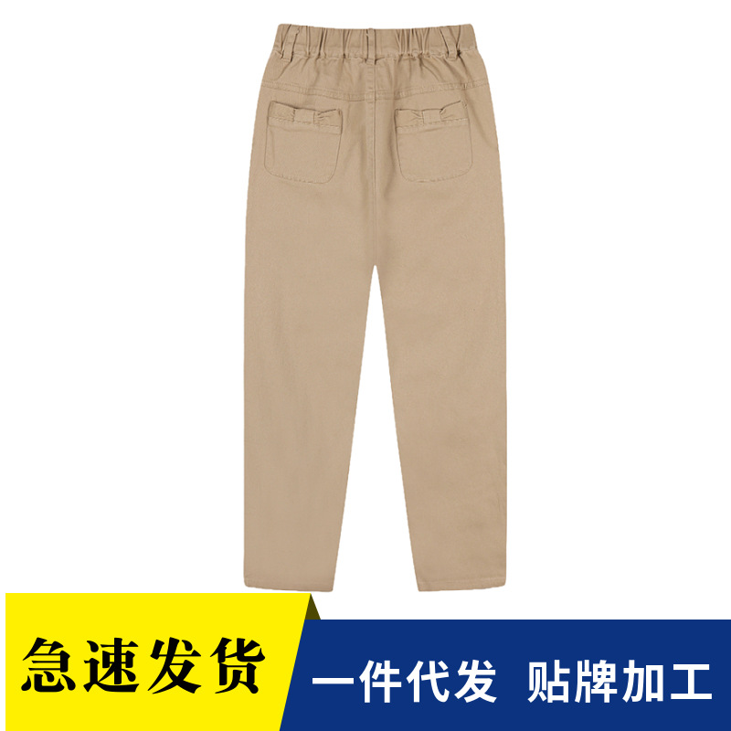女童卡其色长裤英伦学院风中大儿童弹力休闲裤子小学生米色校服裤