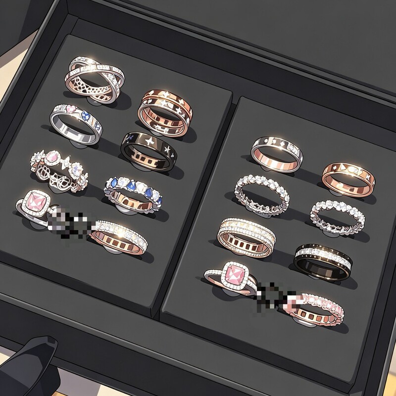 A Brand Pm Jewelry Couple Rings Snow White Love Ring Pig Nose Full Diamond White Knight Popular Unisex Model Wholesale