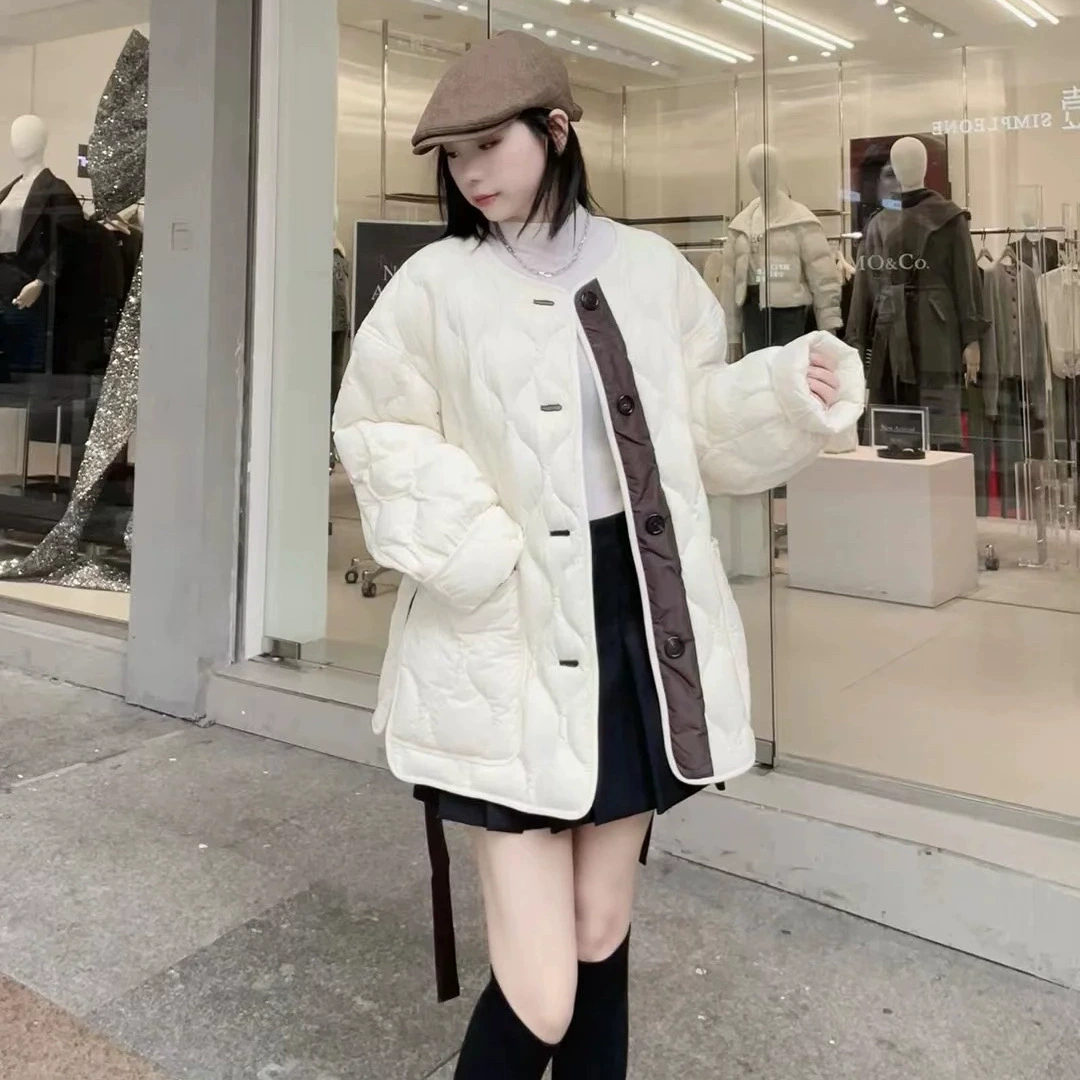 Keep warm autumn velvet down jacket with diamond pattern, duck down