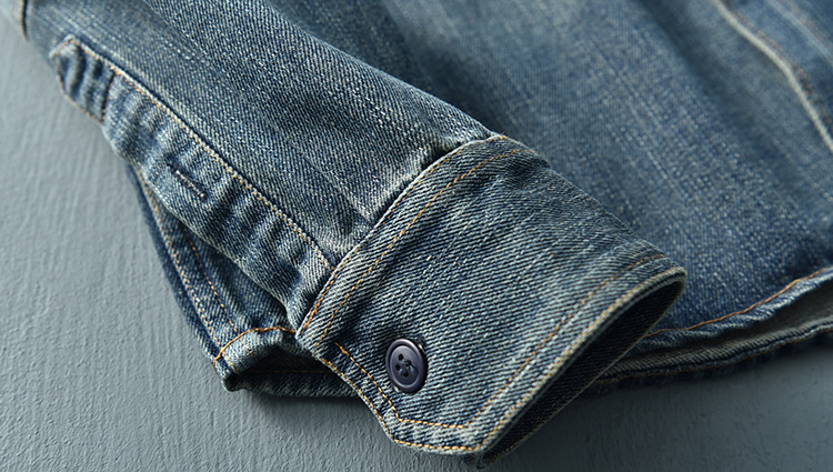 Vintage Washed Denim Overshirt For Men Loose Workwear Jacket_voghion.com
