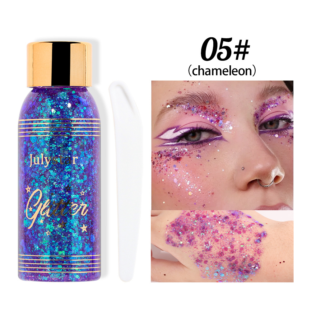 Buntes Chamäleon-Gel, Pailletten, Meerjungfrauen-Schuppen, Gesicht, Körper, Lippen, Polarisations-Lidschatten, Make-up_voghion.com
