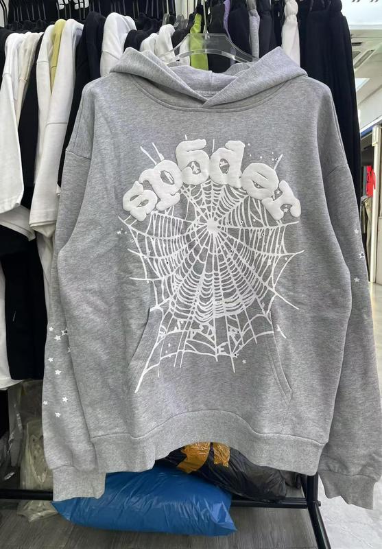 Sp1derヒップホップ歌手Young Thugと同じスタイルのフォームレター555555カップル用パーカーPinkスウェットシャツ|undefined