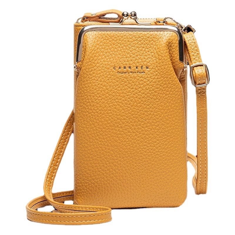 Bolso del teléfono móvil del patrón del lichi bolso del mensajero del hombro de las mujeres de la nueva manera de las mujeres bolso del teléfono móvil del color sólido del estilo coreano