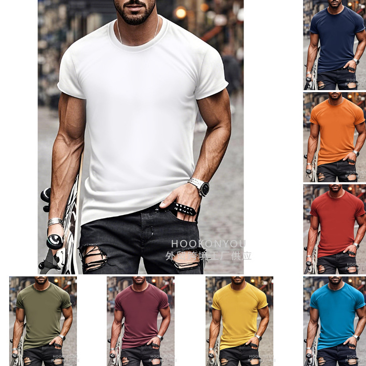 男士纯色短袖运动衫，圆领短袖T恤，男士礼品，棉质短袖舒适T恤衬