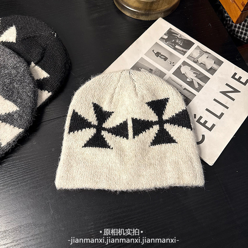 日系涩谷街头辣妹星星针织堆堆帽子女秋冬甜酷网红百搭套头毛线帽|undefined