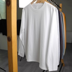 Tシャツ 320 グラム厚手のラウンドネックボトリングシャツヘビーウェイトメンズとレディースのスウェットシャツトップ無地長袖インナー多用途春秋コットン