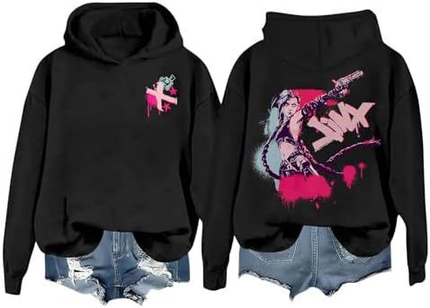 DLDXJQTPL Jinx Was Here Women Hoodie Jinx Arcane Figure