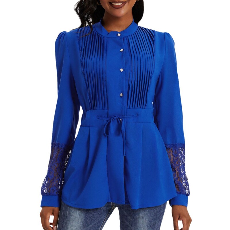 European and American plus size wish Amazon ebay Fashion single-breasted chiffon shirt elegant top for women