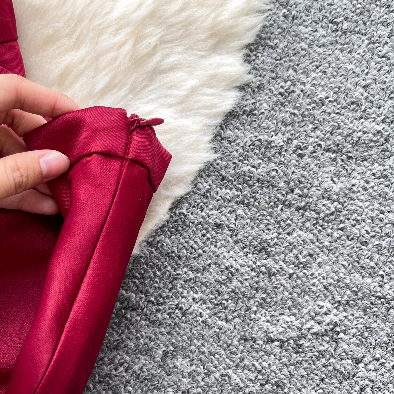 Women's Wine Red Bubble Sleeve Blouse And High-Waist Skirt Set - Elegant Office Wear Two Piece Outfit For Summer_ecoleips.com