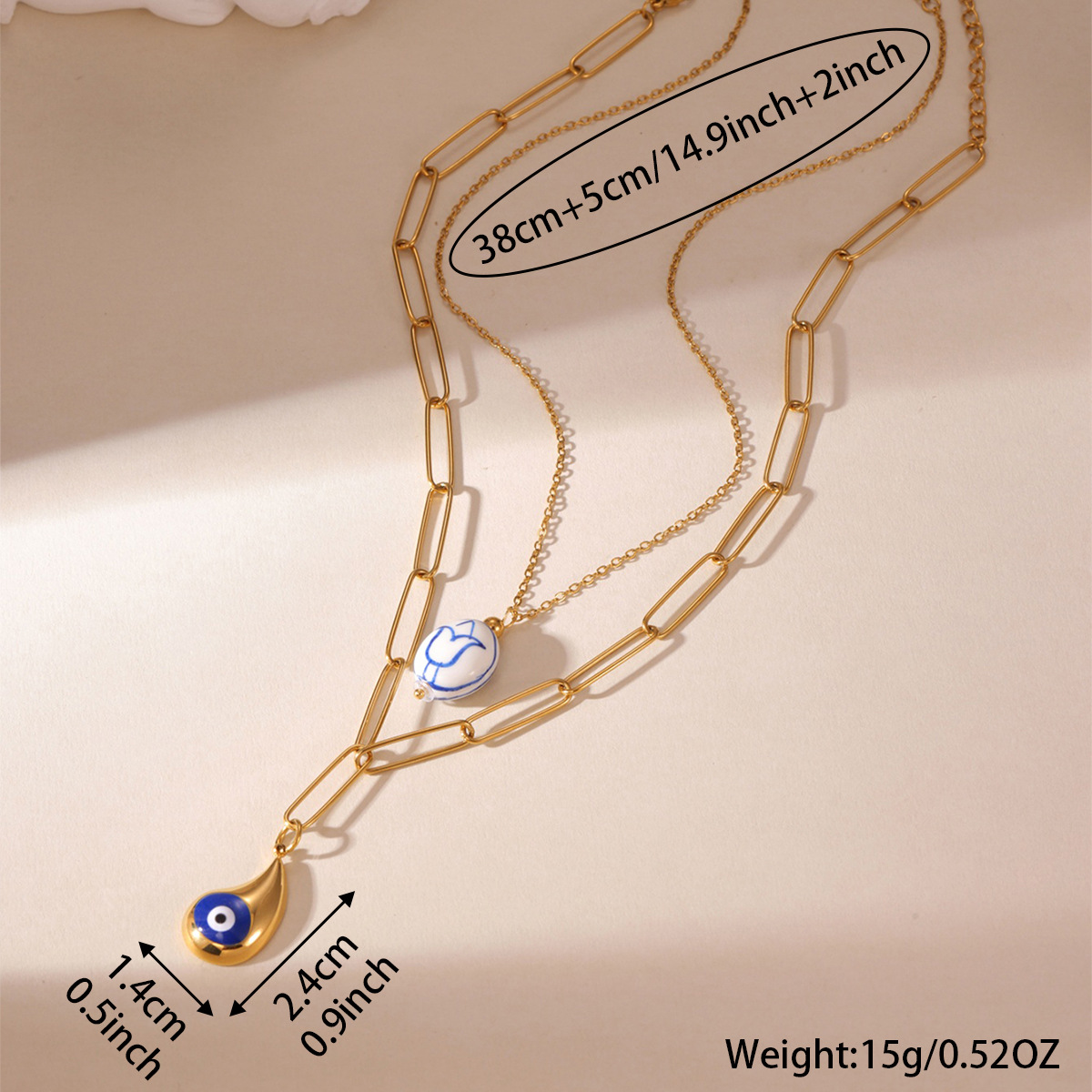304 Stainless Steel Chain Material Paperclip Chain Chain Type Wholesale Jewelry Simple Style Classic Style Geometric 304 Stainless Steel Plating Paperclip Chain Pendant Necklace