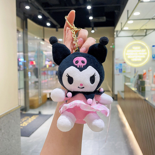 New Kuromi Doll Plush Hook Pendant Fidget Toy Wholesale Viral Plush Toy Pouch Keychain Plush Stuffed Animal